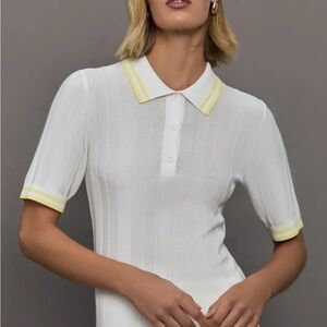 Sweet Carbon38 White Polo Shirt with Yellow Trim